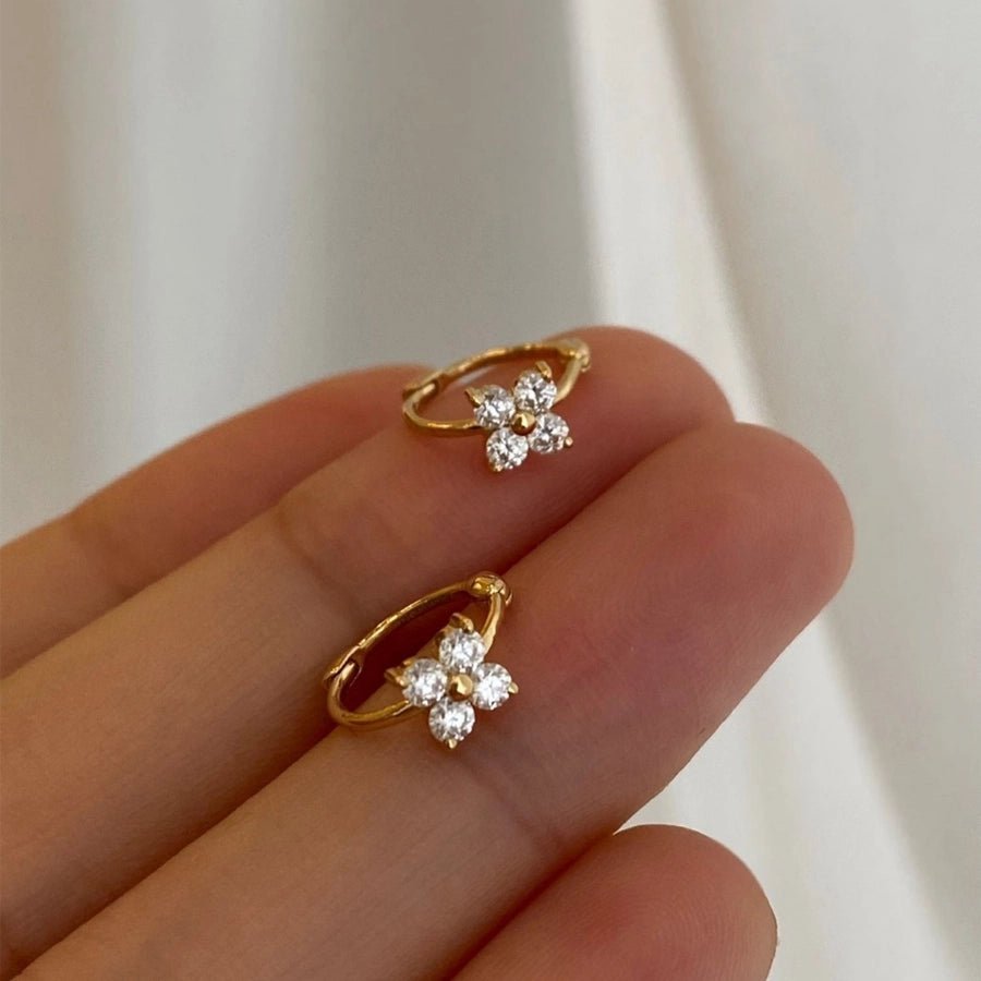 1 Pair 18K Gold Plated 925 Sterling Silver Zircon 925 Sterling Silver Earrings Geometric Earrings - Love Mi