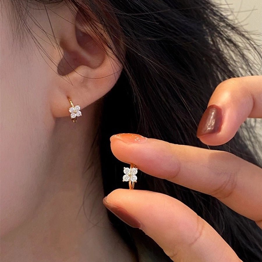 1 Pair 18K Gold Plated 925 Sterling Silver Zircon 925 Sterling Silver Earrings Geometric Earrings - Love Mi