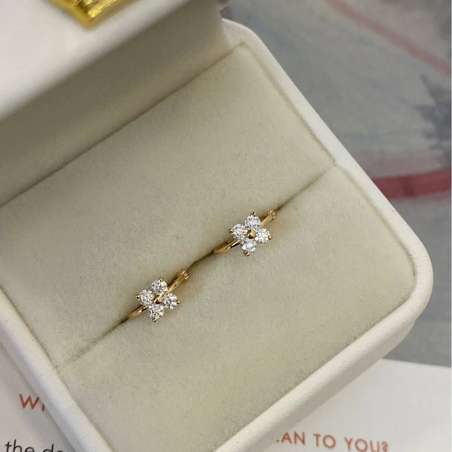 1 Pair 18K Gold Plated 925 Sterling Silver Zircon 925 Sterling Silver Earrings Geometric Earrings - Love Mi