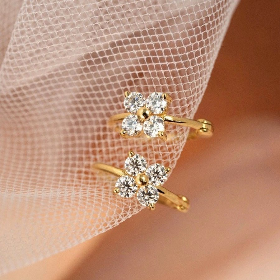 1 Pair 18K Gold Plated 925 Sterling Silver Zircon 925 Sterling Silver Earrings Geometric Earrings - Love Mi