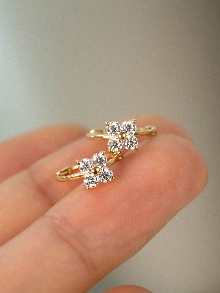 1 Pair 18K Gold Plated 925 Sterling Silver Zircon 925 Sterling Silver Earrings Geometric Earrings - Love Mi
