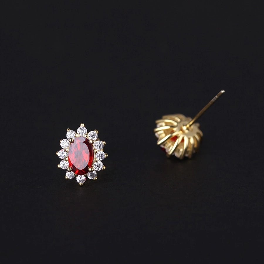 1 Pair 925 Sterling Silver Zircon 925 Sterling Silver Earrings Floral Ear Studs - Love Mi