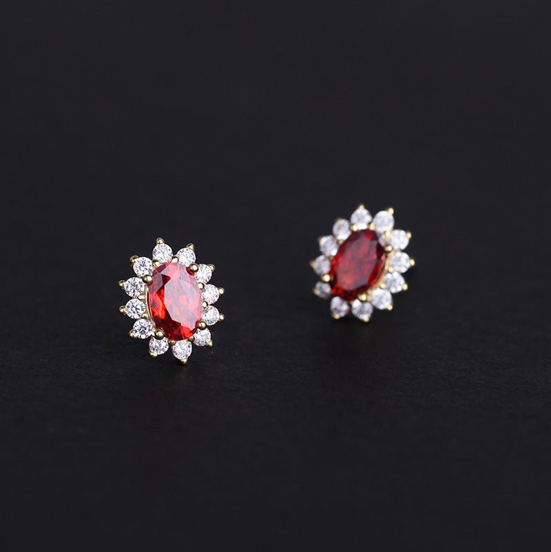 1 Pair 925 Sterling Silver Zircon 925 Sterling Silver Earrings Floral Ear Studs - Love Mi