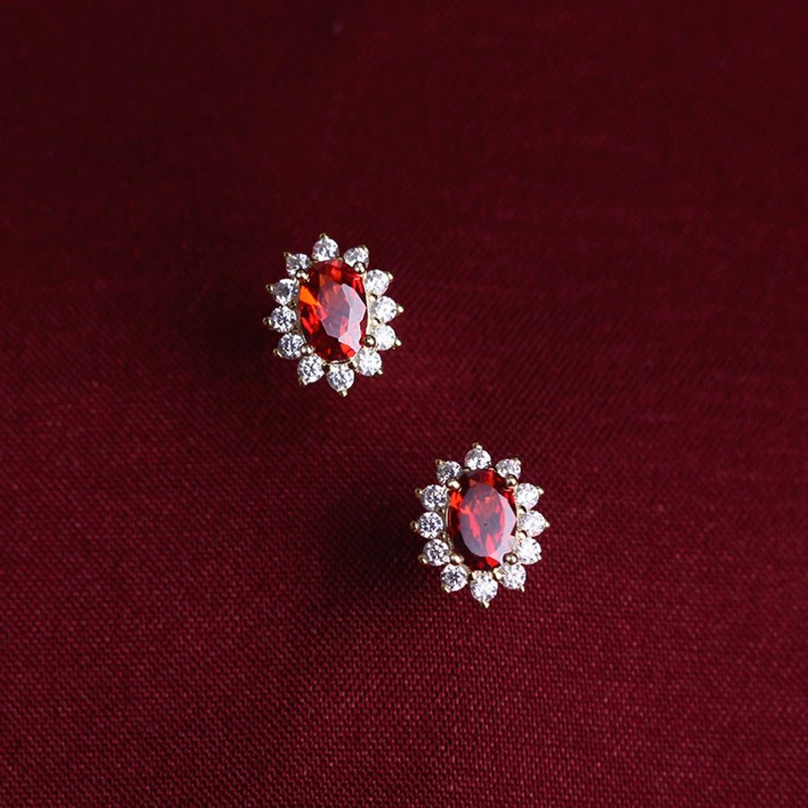 1 Pair 925 Sterling Silver Zircon 925 Sterling Silver Earrings Floral Ear Studs - Love Mi