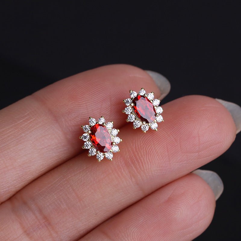 1 Pair 925 Sterling Silver Zircon 925 Sterling Silver Earrings Floral Ear Studs - Love Mi