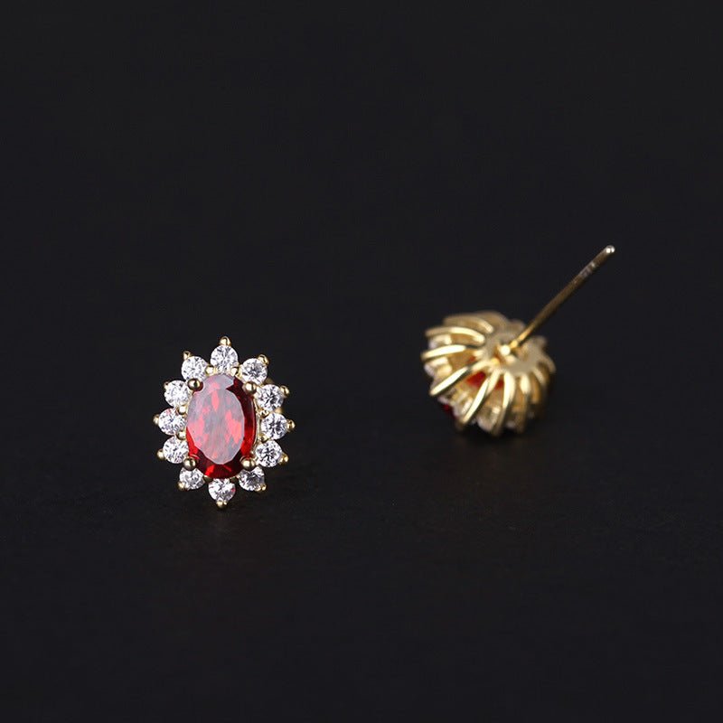 1 Pair 925 Sterling Silver Zircon 925 Sterling Silver Earrings Floral Ear Studs - Love Mi