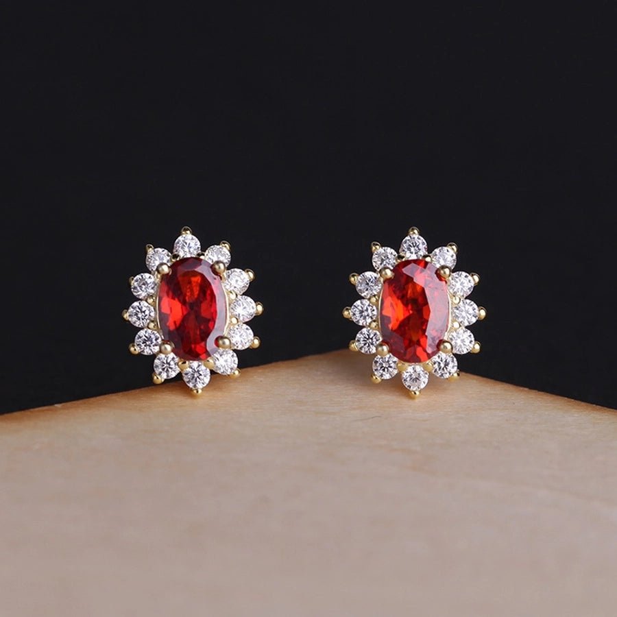 1 Pair 925 Sterling Silver Zircon 925 Sterling Silver Earrings Floral Ear Studs - Love Mi