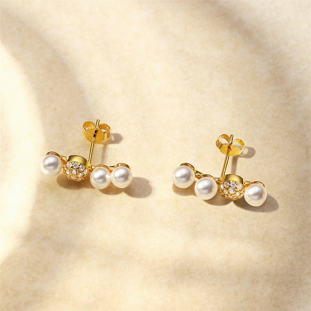 1 Pair 925 Sterling Silver Zircon 925 Sterling Silver Earrings Geometric Flower Drop Earrings - Love Mi