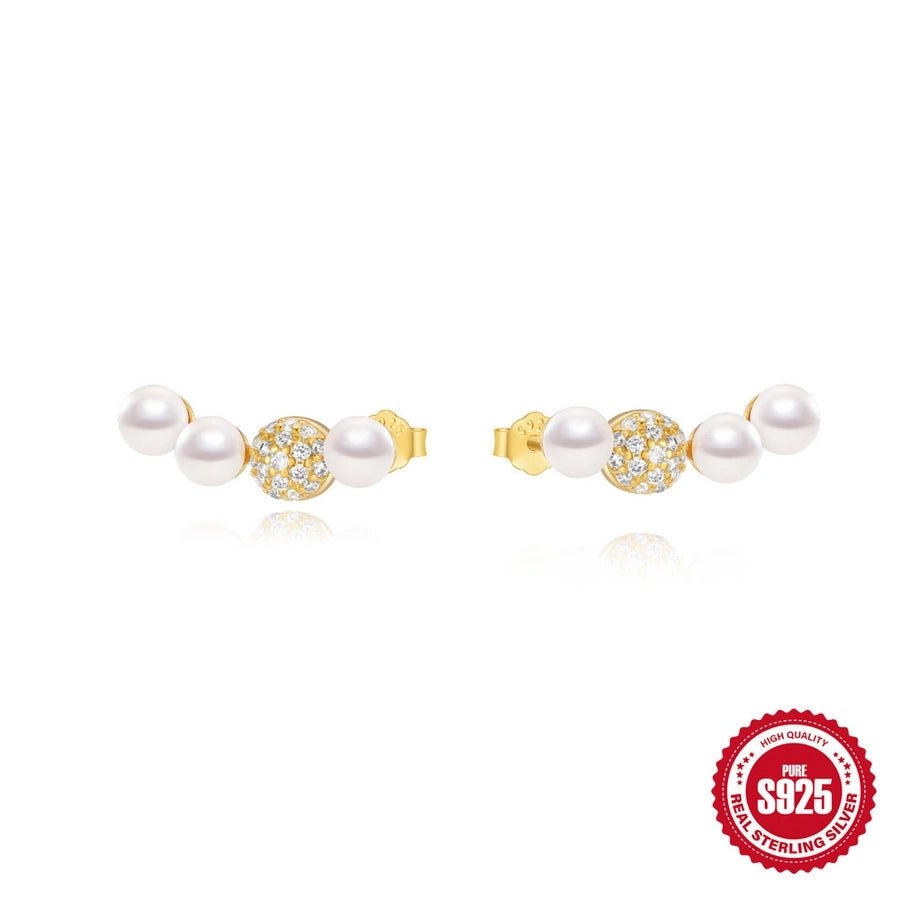1 Pair 925 Sterling Silver Zircon 925 Sterling Silver Earrings Geometric Flower Drop Earrings - Love Mi