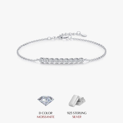 0.54 Karat Colorless(DEF) Round Brilliant Cut 925 Sterling Silver 925 Sterling Silver cable chain Bracelets Elegant IG Style VVS1 - VVS2 Moissanite GRA Certificate - Love Mi