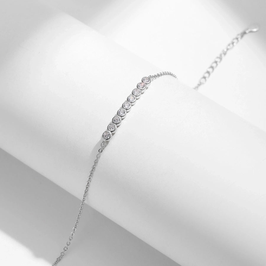 0.54 Karat Colorless(DEF) Round Brilliant Cut 925 Sterling Silver 925 Sterling Silver cable chain Bracelets Elegant IG Style VVS1 - VVS2 Moissanite GRA Certificate - Love Mi