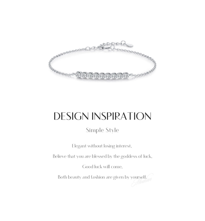 0.54 Karat Colorless(DEF) Round Brilliant Cut 925 Sterling Silver 925 Sterling Silver cable chain Bracelets Elegant IG Style VVS1 - VVS2 Moissanite GRA Certificate - Love Mi