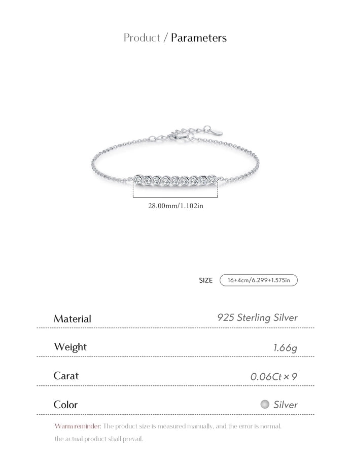 0.54 Karat Colorless(DEF) Round Brilliant Cut 925 Sterling Silver 925 Sterling Silver cable chain Bracelets Elegant IG Style VVS1 - VVS2 Moissanite GRA Certificate - Love Mi
