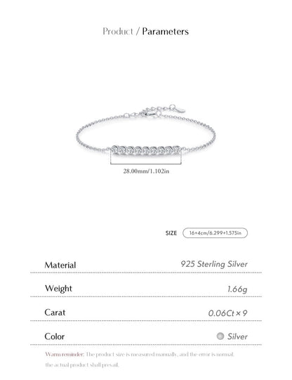 0.54 Karat Colorless(DEF) Round Brilliant Cut 925 Sterling Silver 925 Sterling Silver cable chain Bracelets Elegant IG Style VVS1 - VVS2 Moissanite GRA Certificate - Love Mi