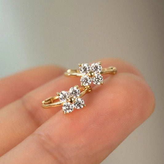 1 Pair 18K Gold Plated 925 Sterling Silver Zircon 925 Sterling Silver Earrings Geometric Earrings - Love Mi