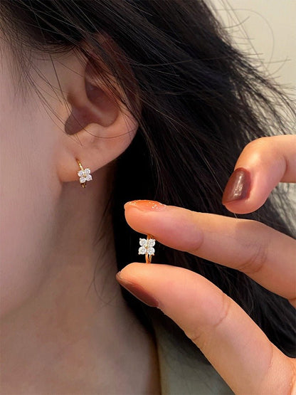 1 Pair 18K Gold Plated 925 Sterling Silver Zircon 925 Sterling Silver Earrings Geometric Earrings - Love Mi