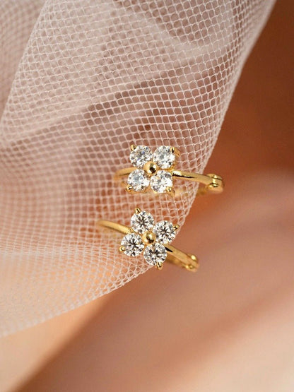 1 Pair 18K Gold Plated 925 Sterling Silver Zircon 925 Sterling Silver Earrings Geometric Earrings - Love Mi