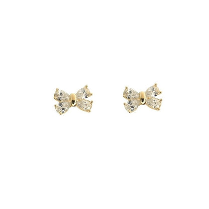 1 Pair 925 Sterling Silver Zircon 925 Sterling Silver Earrings Bow Knot Earrings - Love Mi