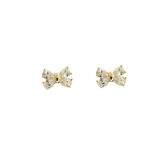 1 Pair 925 Sterling Silver Zircon 925 Sterling Silver Earrings Bow Knot Earrings - Love Mi
