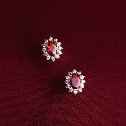 1 Pair 925 Sterling Silver Zircon 925 Sterling Silver Earrings Floral Ear Studs - Love Mi