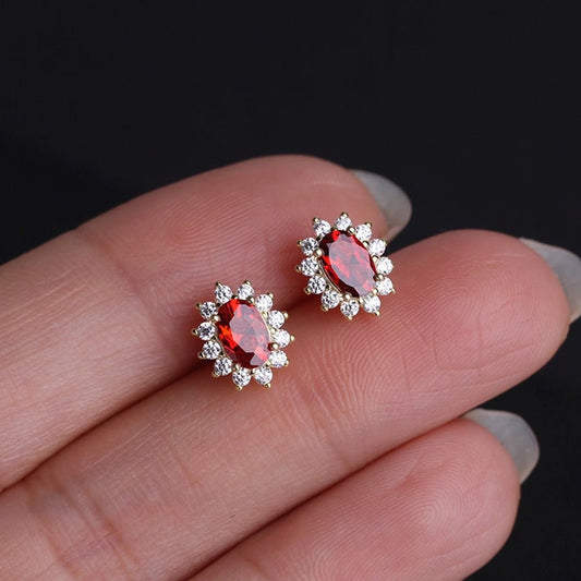 1 Pair 925 Sterling Silver Zircon 925 Sterling Silver Earrings Floral Ear Studs - Love Mi
