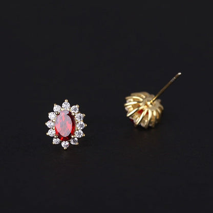 1 Pair 925 Sterling Silver Zircon 925 Sterling Silver Earrings Floral Ear Studs - Love Mi