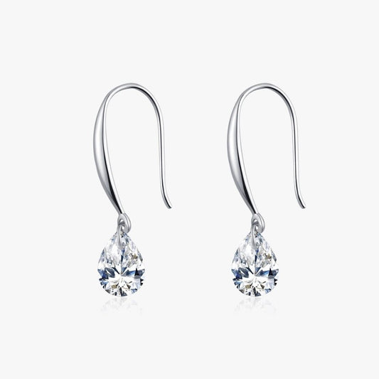 1 Pair Rhodium Plated 925 Sterling Silver Zircon 925 Sterling Silver Earrings Water Droplets Drop Earrings - Love Mi