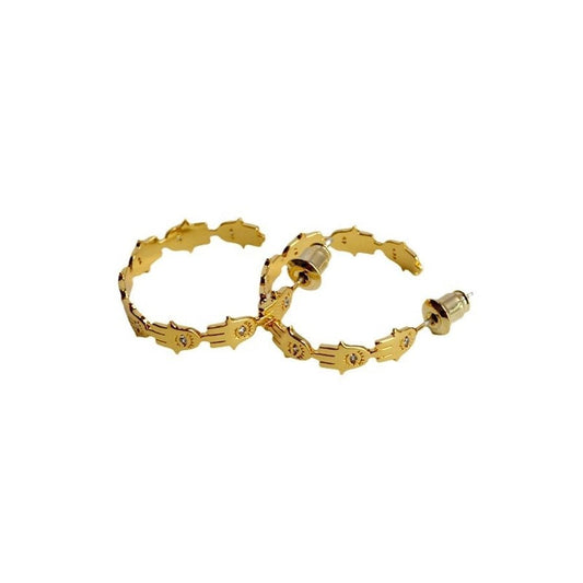 1 Pair Vintage Style Classic Style C Shape Palm Plating Brass Zircon Ear Studs - Love Mi