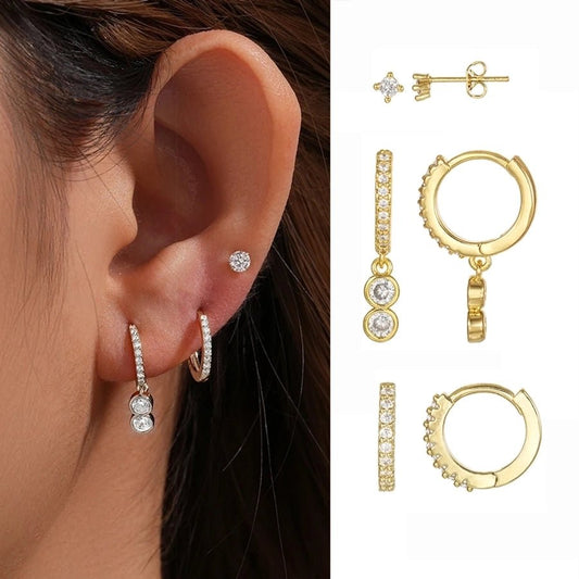1 Set Simple Style Geometric Inlay Brass Zircon 18K Gold Plated Drop Earrings Earrings - Love Mi