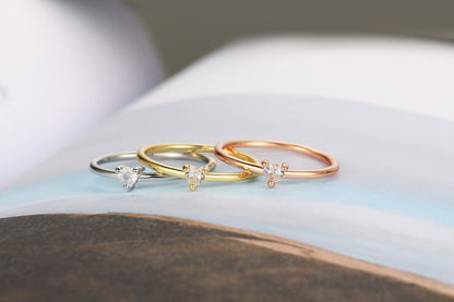 Copper Plating Inlay Heart Shape Zircon Rings - Love Mi