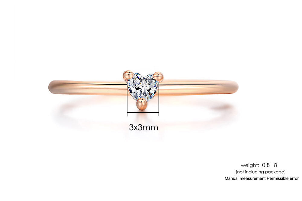 Copper Plating Inlay Heart Shape Zircon Rings - Love Mi