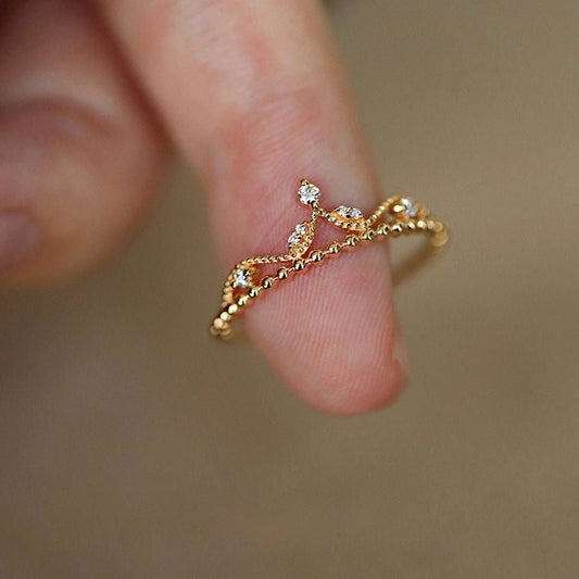 18K Gold Plated 925 Sterling Silver Zircon Crown Rings 925 Sterling Silver Rings - Love Mi