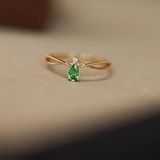 18K Gold Plated 925 Sterling Silver Zircon Water Droplets Rings 925 Sterling Silver Rings - Love Mi