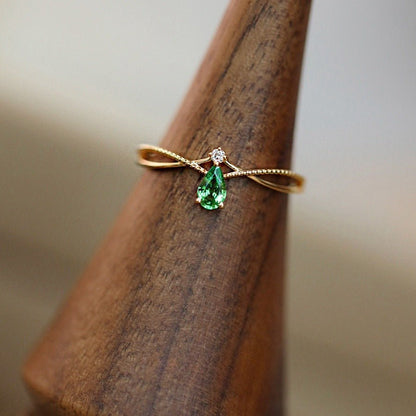 18K Gold Plated 925 Sterling Silver Zircon Water Droplets Rings 925 Sterling Silver Rings - Love Mi