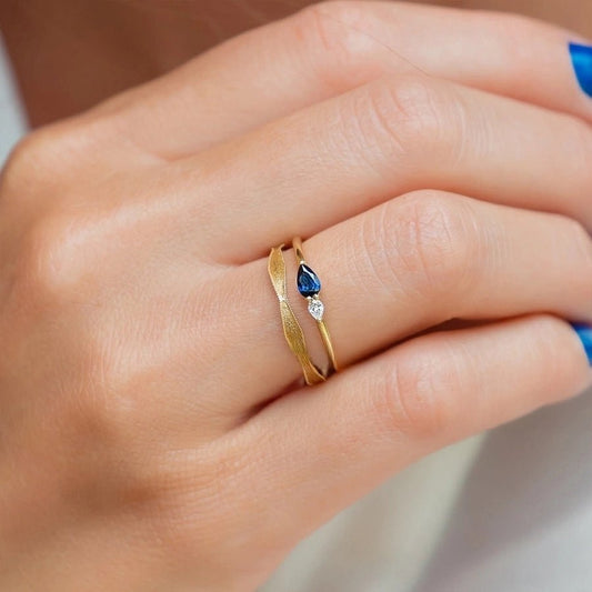 18K Gold Plated 925 Sterling Silver Zircon Water Droplets Rings 925 Sterling Silver Rings - Love Mi