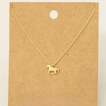 18K Gold Plated Mini Horse Pendant Necklace - Love Mi