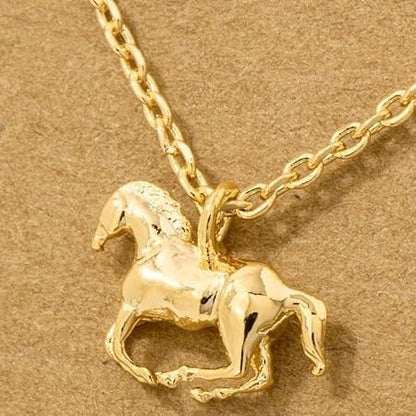 18K Gold Plated Mini Horse Pendant Necklace - Love Mi