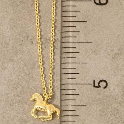 18K Gold Plated Mini Horse Pendant Necklace - Love Mi