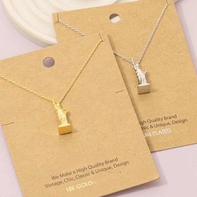 18K Gold Plated Statue of Liberty Pendant Necklace