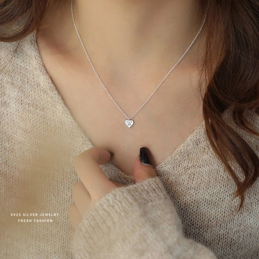 925 Sterling Silver cable chain Plating Heart Shape Pendant Necklace - Love Mi