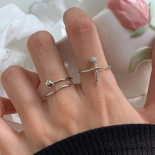 925 Sterling Silver Flower Rings - Love Mi