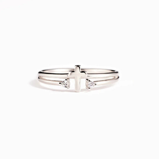 925 Sterling Silver Geometric Cross Open Rings - Love Mi