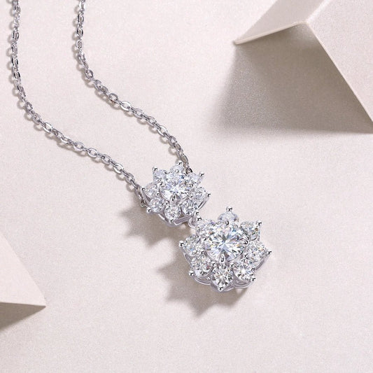 925 Sterling Silver Moissanite cable chain Geometric GRA Certificate Pendant Necklace - Love Mi