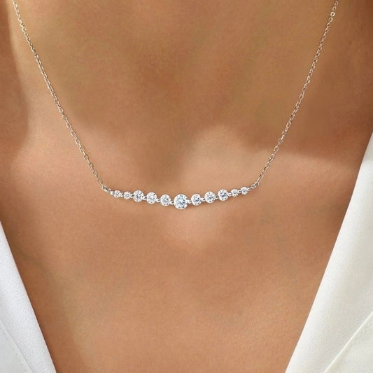 925 Sterling Silver Moissanite cable chain GRA Plating Inlay Solid Color Necklace - Love Mi