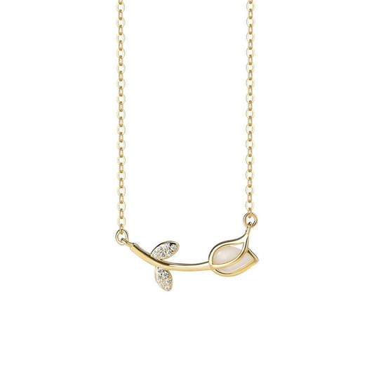 925 Sterling Silver O - shaped chain tulips Pendant Necklace - Love Mi