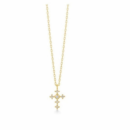 925 Sterling Silver Zircon cable chain Inlay Cross Pendant Necklace - Love Mi