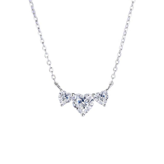 925 Sterling Silver Zircon cable chain Inlay Heart Shape Necklace - Love Mi