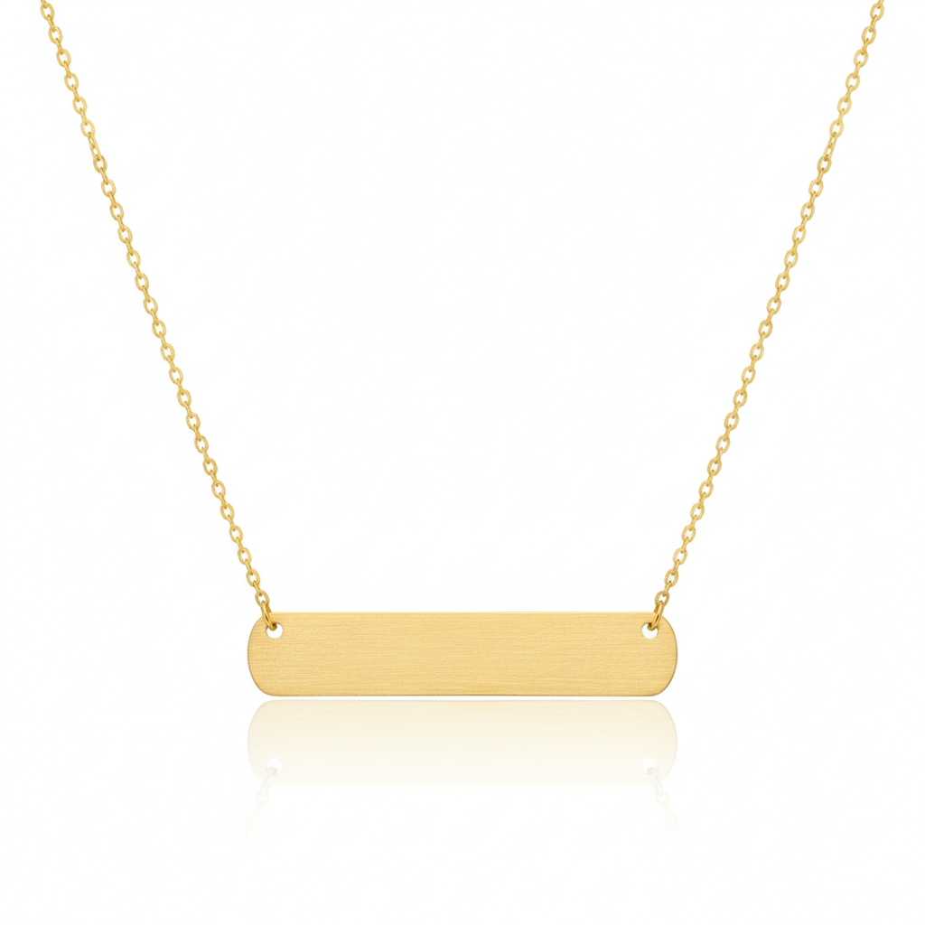 18K Gold Plated Brushed Bar Pendant Necklace - Love Mi