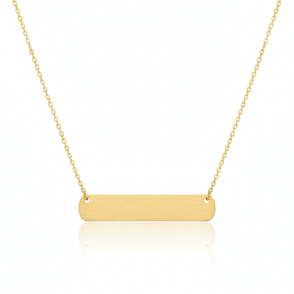18K Gold Plated Brushed Bar Pendant Necklace - Love Mi