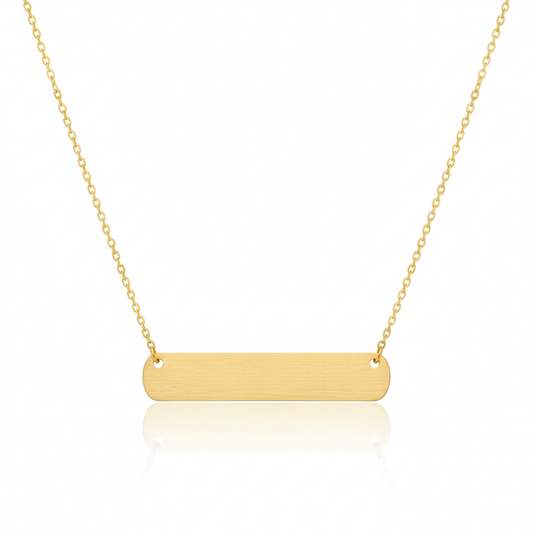 18K Gold Plated Brushed Bar Pendant Necklace - Love Mi